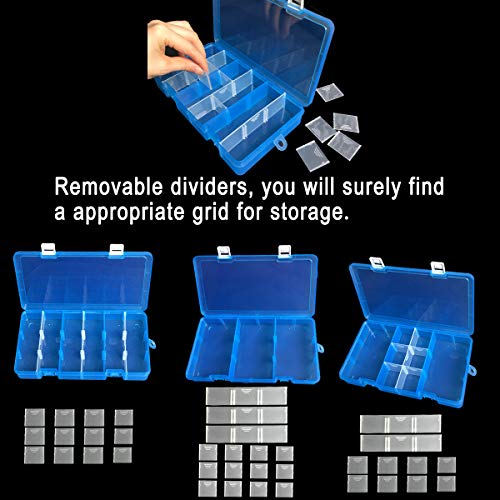 Duofire Plastic Organizer Container Storage Box Adjustable Divider Removable Grid Compartment For Jewelry Beads Earring Tool Fishing Hook Small Accessories(18 Grids, Blue X 2) #TOP2