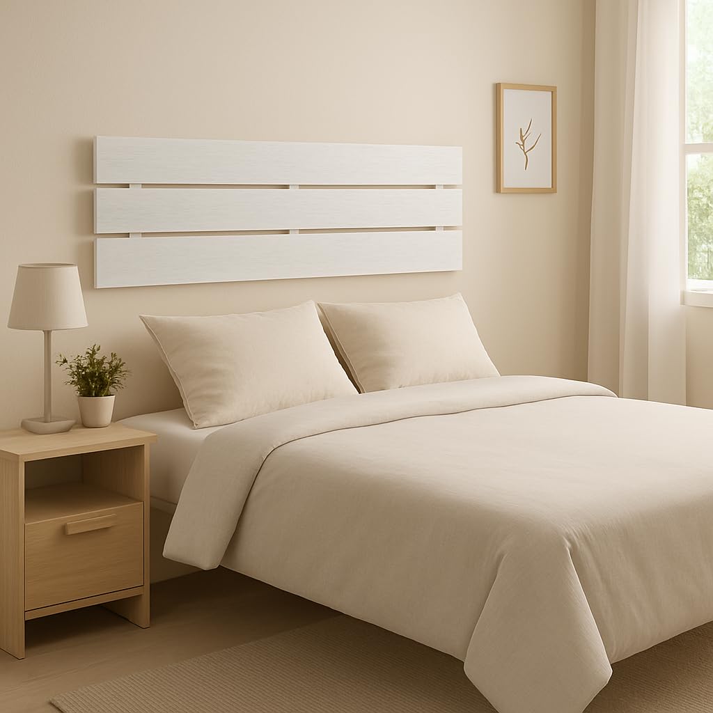 DUPI Cabecero de Cama de 110 cm Aitana | Estilo Nórdico | para Camas de 90/105 cm | Incluye Herrajes para Pared | Fácil Limpieza | Individual | Madera | Blanco