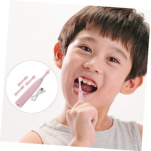 Healvian 3 Sätze Elektrische Zahnbürste für Kinder tragbare Zahnbürste Brautspiele Zahnbürsten für Kinder bequeme Zahnbürste Kinderversorgung wasserdicht Erstausrüster superfeine Faser Rosa – Bild 3