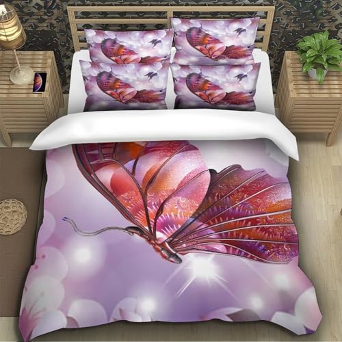 Housse de couette ailes de papillon 135x200cm lit simple microfibre