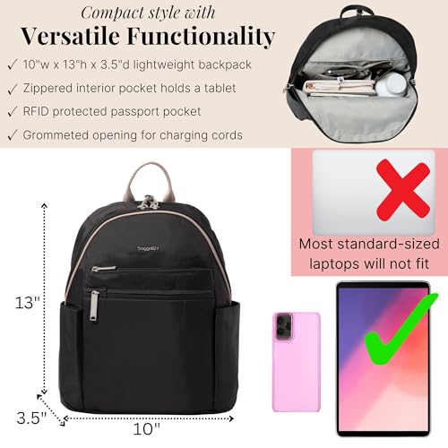 Image of Baggallini Securtex Anti-theft Vacation Travel Backpack 10x13 Daypack w /Locking Zippers & RFID Wallet Slash-Resistant