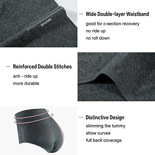 Image of Innersy Women's 5 Pack High Waist Tummy Control Solid Color Cotton Briefs Panties