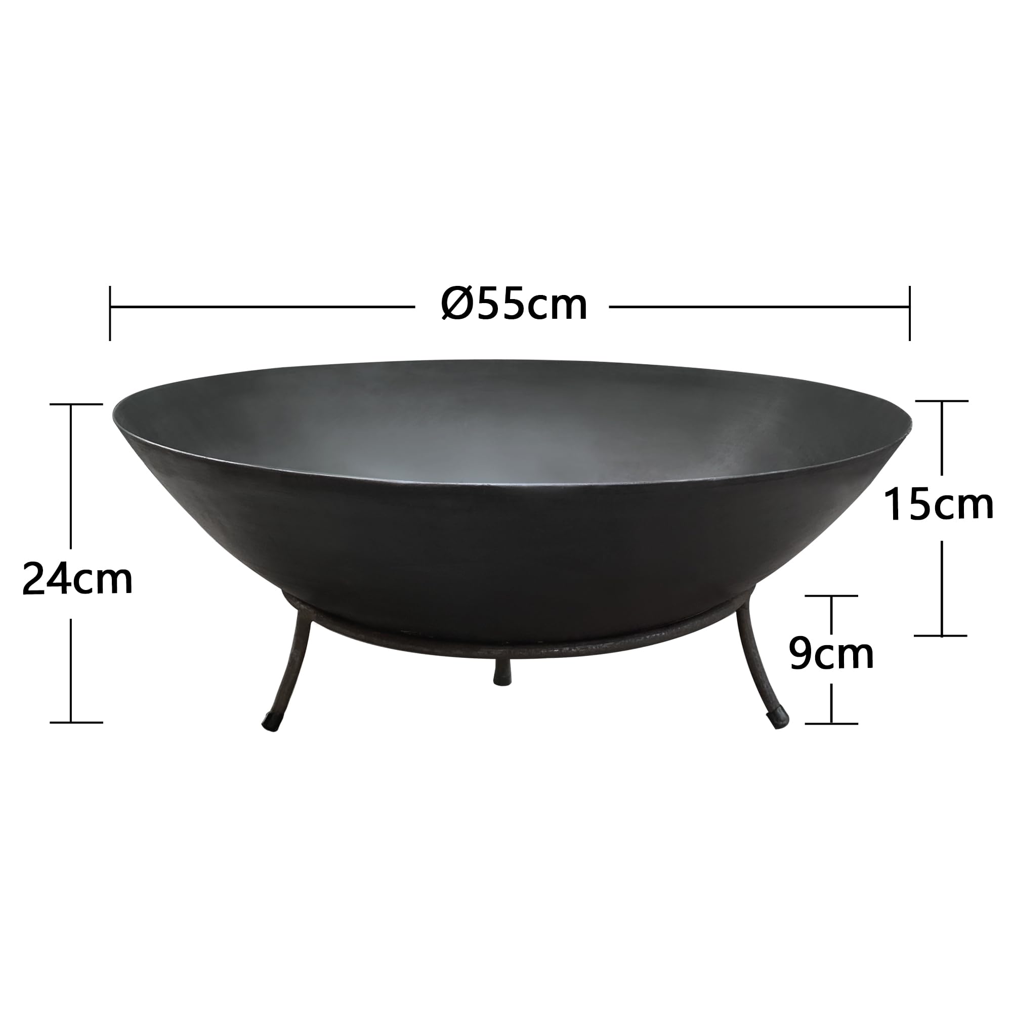 Köhko Feuerschale Marbela-XL 55x55x23 cm Stahl 3 Füße Grillabend Gartefeuer BBQ Camping