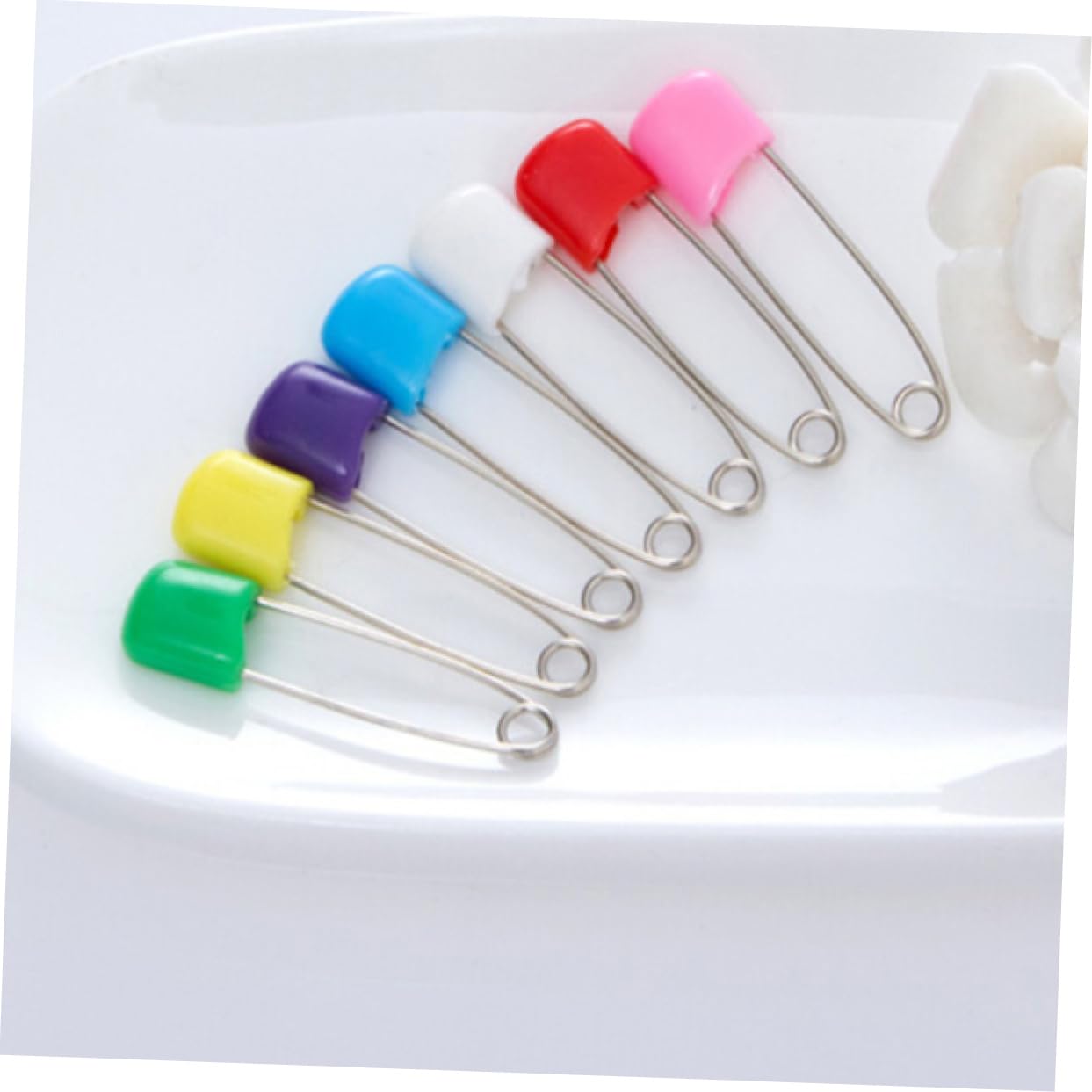 Imperdibles de Acero Inoxidable Cabezales Plásticos Duros 24 Uds | Imperdibles Pañalera Bebe, Cabezales de Bloqueo, para Pañales Tradicionales y Uso en Adultos