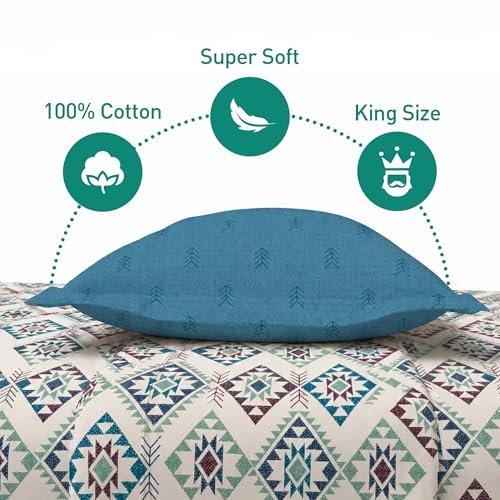Image of MYTRIDENT Soft Comfort Bedsheet for Double Bed, 100% Cotton Bedsheet, 180 TC, Soft and Breathable, King Size Bedsheet with 2 Pillow Covers - Orna