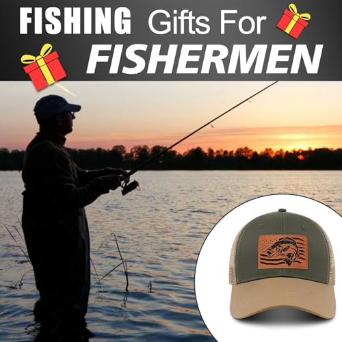 Image of Fishing Hat Fishing Gifts for Men, Bass Fish Flag Hats, Fishing Gear Accessories Stuff, Adjustable Fishing Trucker Hat