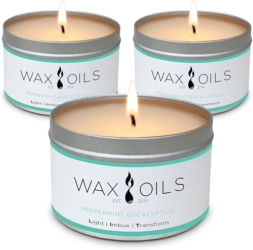 WAX OILS EST. 2014 - Velas aromáticas de cera y aceites con olor de soja para aromaterapia , hecha a mano en los Estados Unidos (paquete de 3), Cera