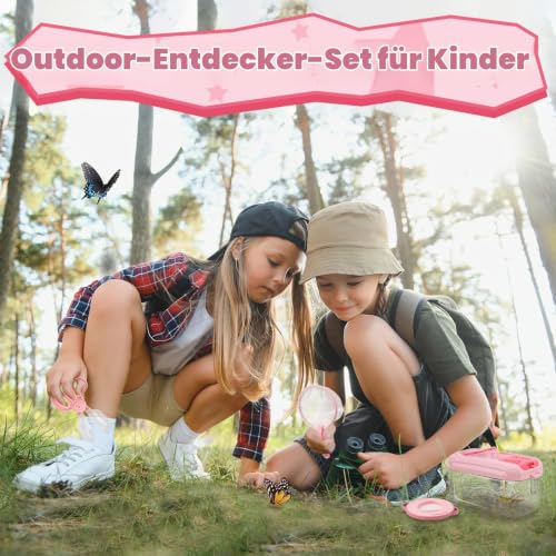 Funsland Forscherset für Kinder ab 4, Entdecker Set mit Insekten Beobachtungsbox, Lupenglas Kinder, Insektenfänger, 12 Gefälschte Insekten… – Ansicht 3
