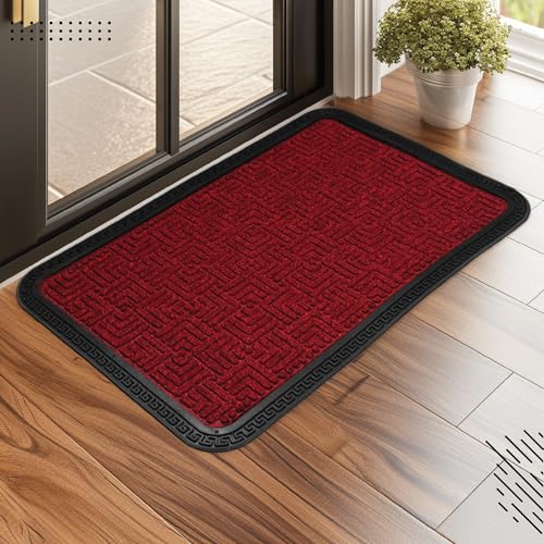 Image of Encasa XO Door Mat for Home Entrance, Polypropylene Floor Mat Maroon