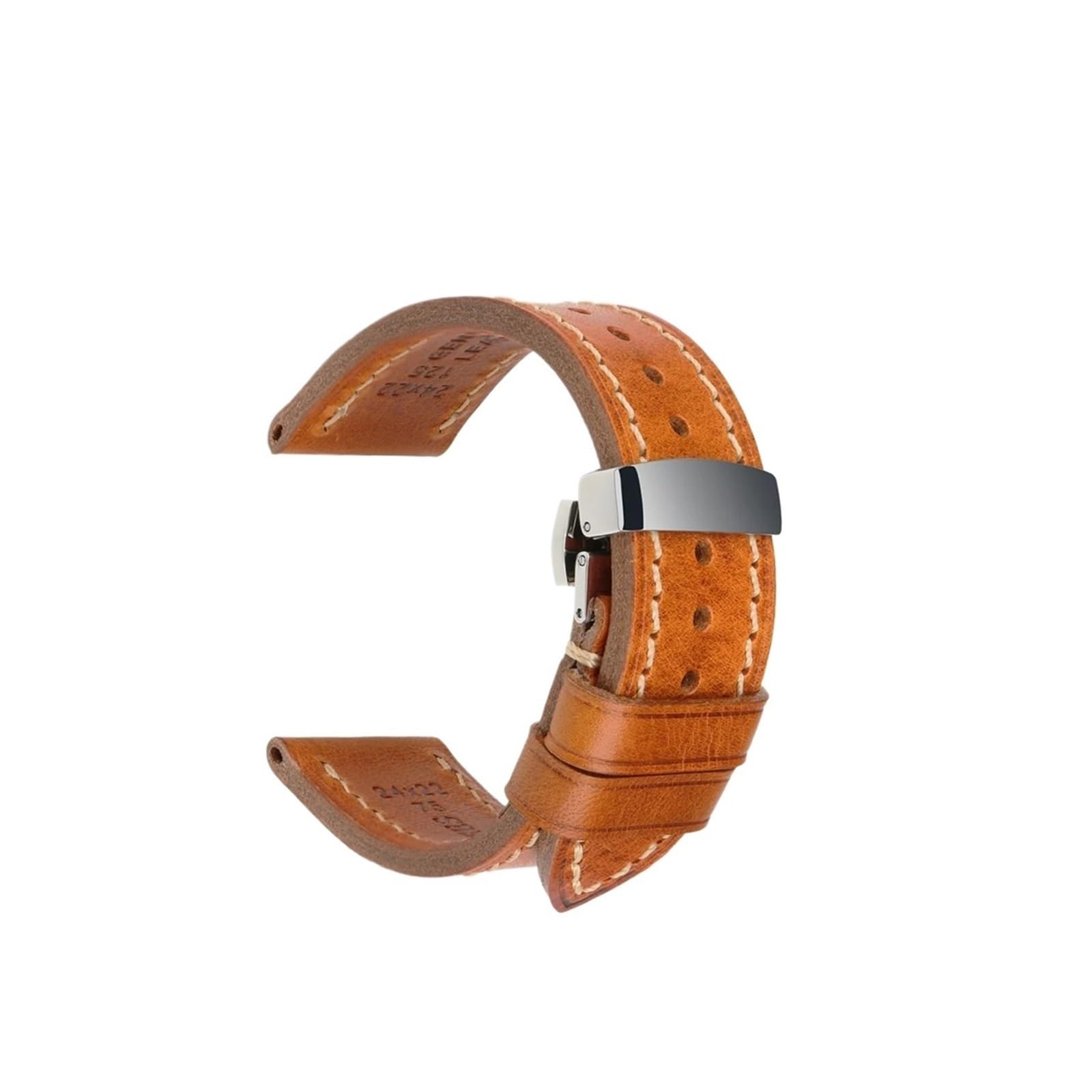 Generico Cinturino for orologio fatto a mano Cinturino in vera pelle di mucca con bracciale con fibbia a farfalla