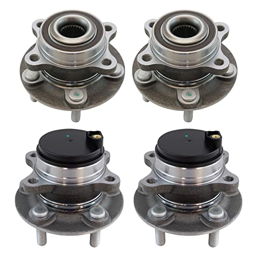 Image of TRQ Front and Rear Wheel Bearing and Hub Assembly Set 4 Piece Compatible with 15-20 Ford Fusion Drive 14 Fusion Drive 15-16 Lincoln MKZ