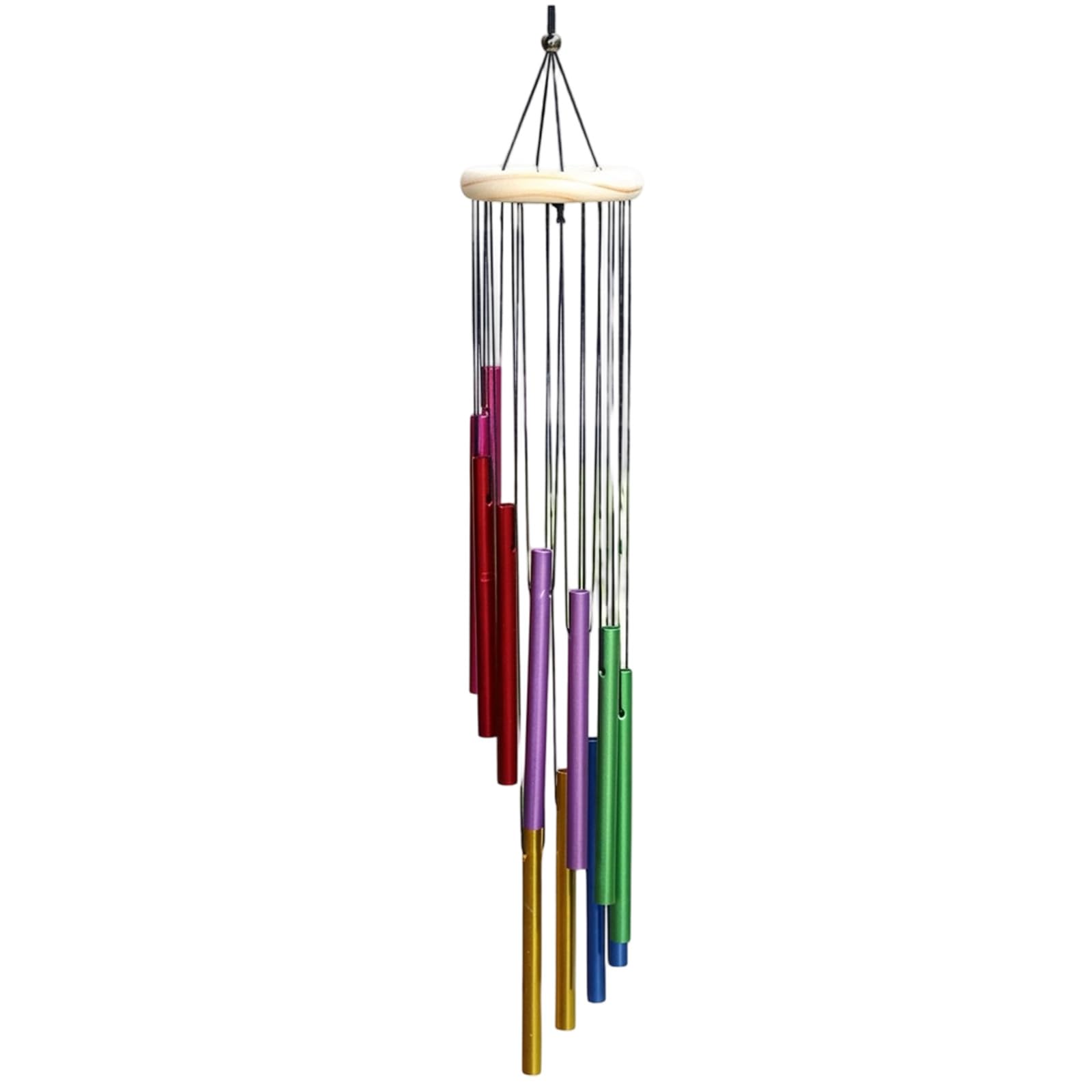Bamboo Wind Chimes for Garden, Colourful Wind Chimes Outdoor with 12 Aluminum Tubes,Garden Decorations for Patio and Balcony, Outdoor Indoor Hanging Decor