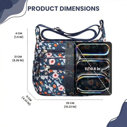 Image of TS WITH TECHSUN Women's Crossbody Sling Bag For Everyday Use, Nylon Shoulder Bag with Zipper Pockets, Adjustable Strap, Water Resistant Handbag for Travel, Shopping