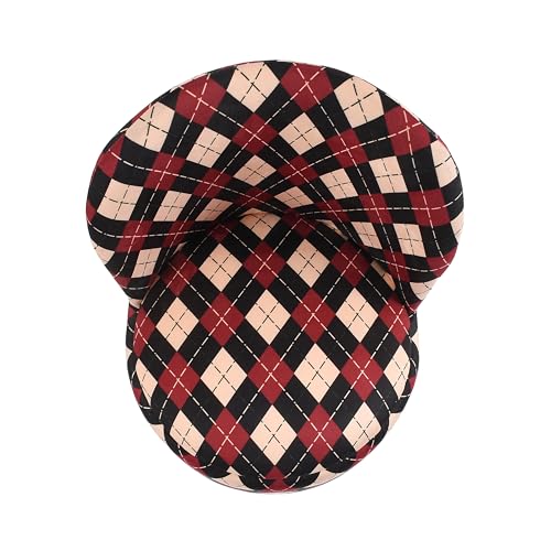 Image of NACIA Velvet Printed Ottoman Chair with Stool Combo | Dressing Table Chair for Bedroom Makeup Room Decor | Modern Upholstered Ottoman with Wooden Legs for Home (18x18x32 Inches, Maroon Cross)