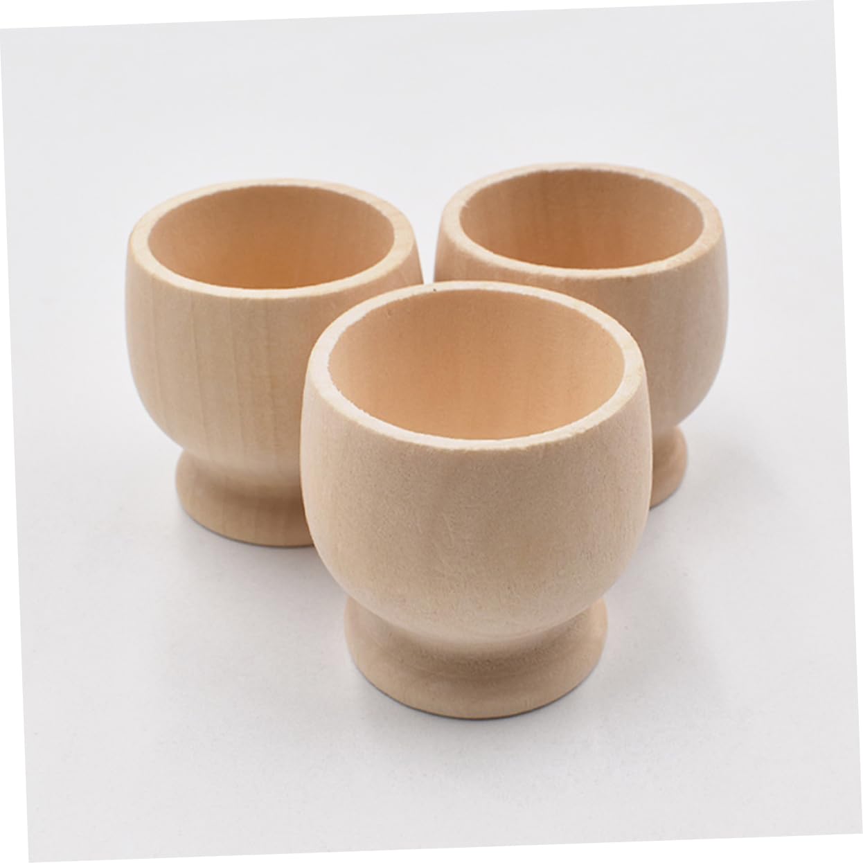 VILLCASE 10pcs DIY Painted Graffiti Wooden Shot Glass Crystal Ball Base 10pcs Egg Painting Tool Egg Holding Cup DIY Egg Cup Blank Egg Holder Creative Eggs Cup Breakfast Egg Holder Egg Stand