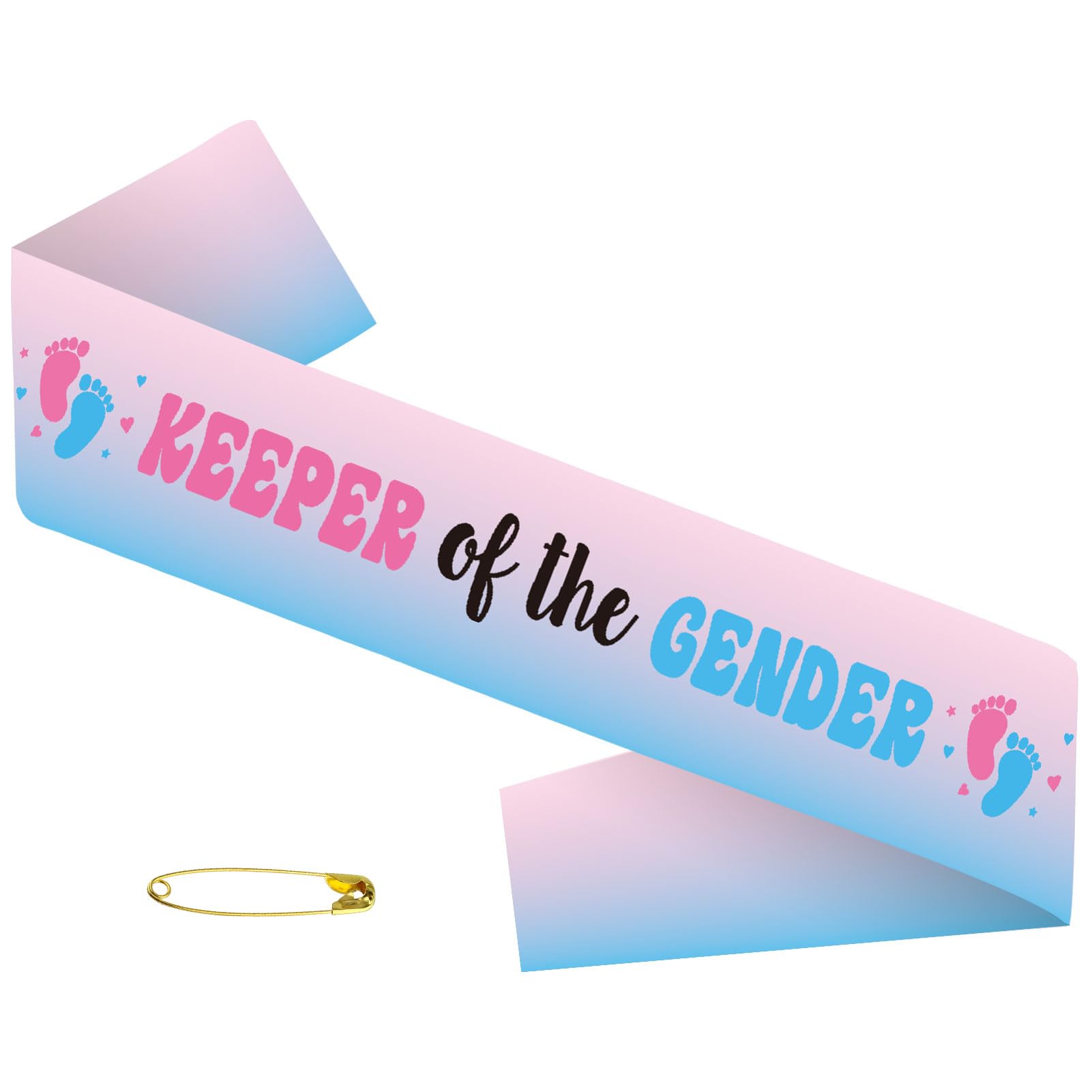 Keeper of The Gender Sash, Gender Reveal Party Supplies for Boy or Girl, Baby Shower Decorations, Blue and Pink Grosgrain Ribbon Sash for Baby Shower Celebration Game Party