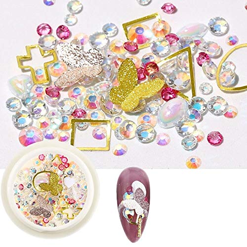 1 Box Mixed 3D Rhinestones Nail Art Decorations Crystal Gems Jewelry Gold AB Shiny Stones Charm Glass Manicure Accessories (10)