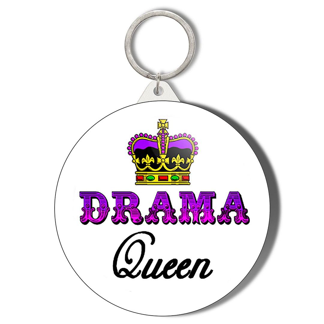 Gift Insanity White Drama Queen Purple Background 45Mm Short Chain Mirror Keyring