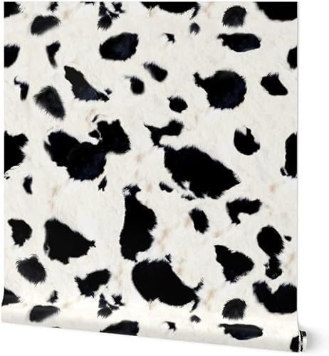 Spoonflower Papel tapiz autoadhesivo de 12 x 2 pies, estampado de vaca, animal, blanco y negro, moderno papel tapiz extraíble Spoonflower Papel tapiz autoadhesivo de 12 x 2 pies, estampado de vaca, animal, blanco y negro, moderno papel tapiz extraíble