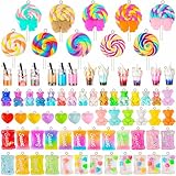 Yinkin 82 Pieces Candy Pendant Charm for Jewelry Making, Includes 24 Resin Candy Pendant, 22 DIY Bear, 14 Gummy Heart Charms, 10 Lollipop Polymer Clay and 12 Milk Tea Ice Cream Charms