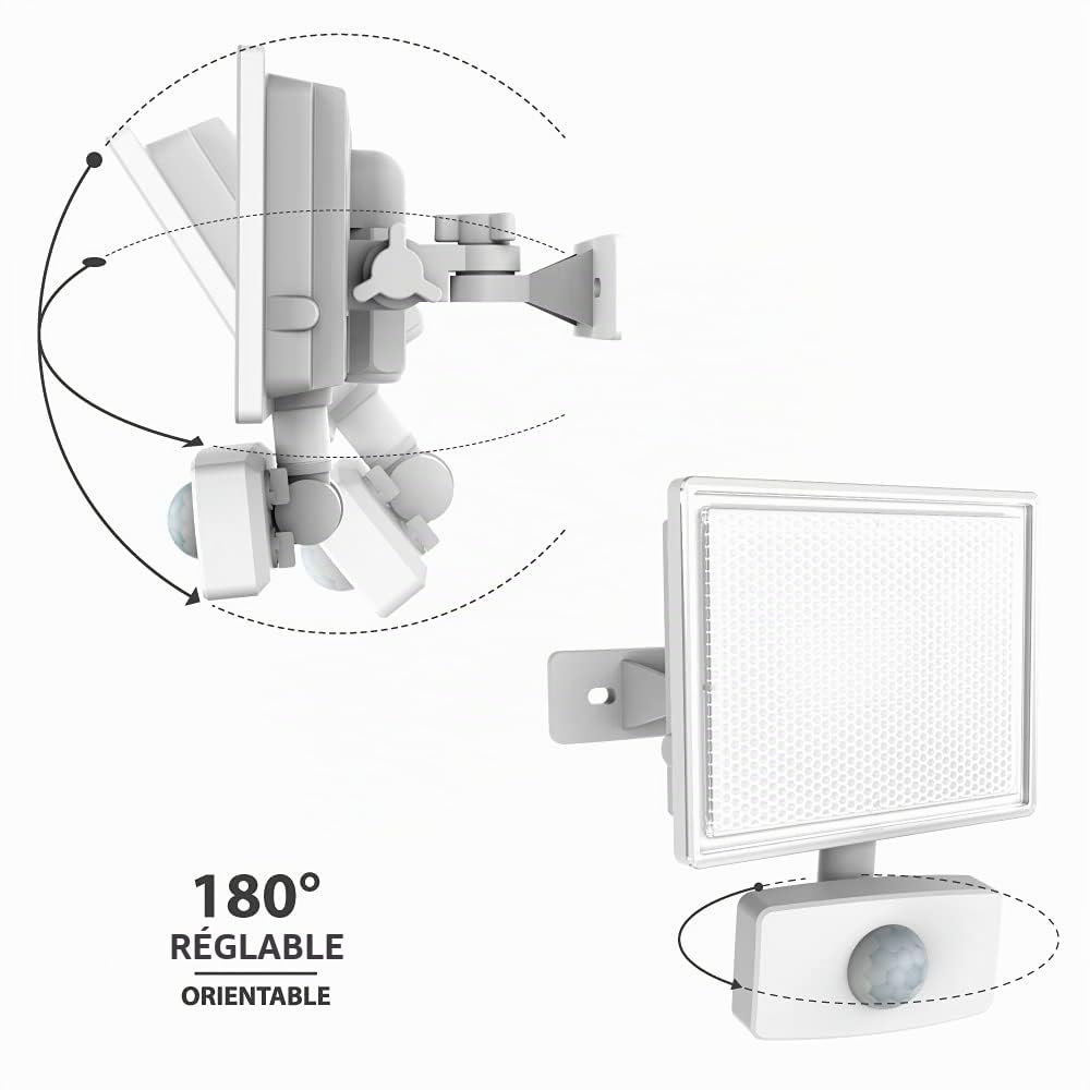 Xanlite Projecteur lumiere exterieur - Projecteur extérieur led - Spot exterieur led - Spot eclairage led exterieur - Projecteur extérieur blanc à détection LED intégrée - PR50WMDB