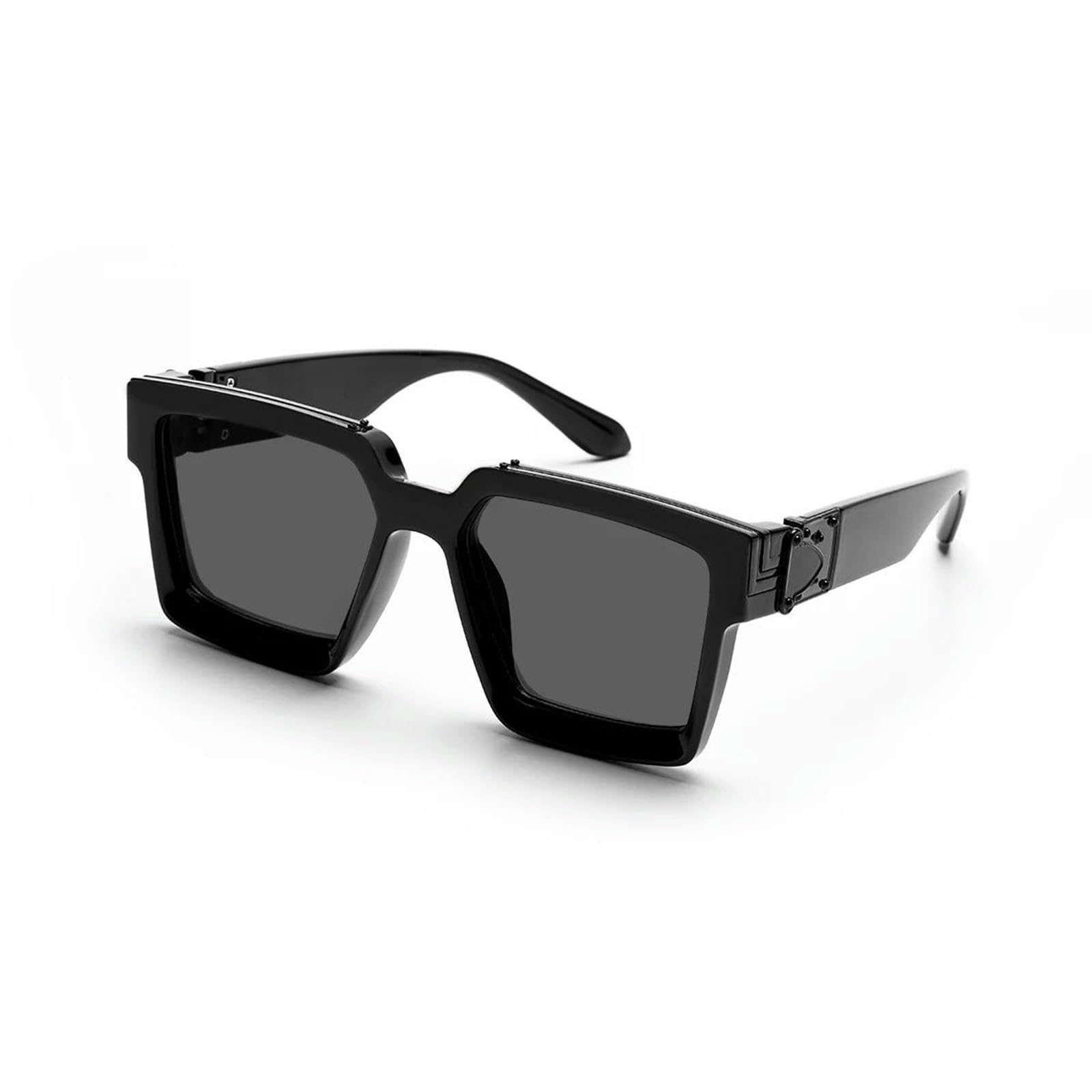 Fryloo Men's Big Black Sunglasses Retro Millionaire Polarized Wo Uv400 Luxury Square Designer Outdoor Driving Shades-Ships Within 24H
