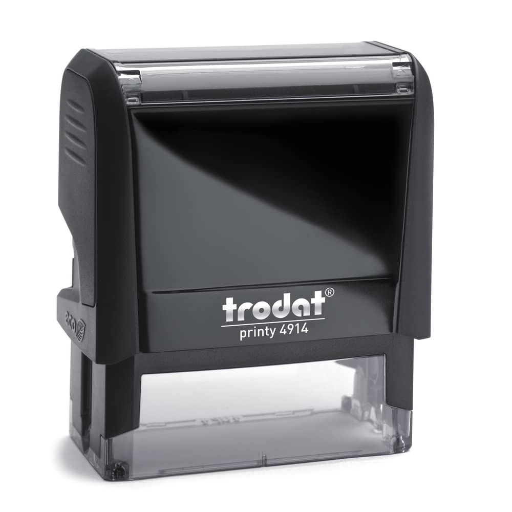 Trodat Printy 4914 Timbro Personalizzato Autoinchiostrante, max 6 Righe, Dimensione Impronta 64x26 mm, Colore Timbro Nero, Cartuccia Inchiostro Blu, Ideale per Uffici, Aziende, Medici, Insegnanti