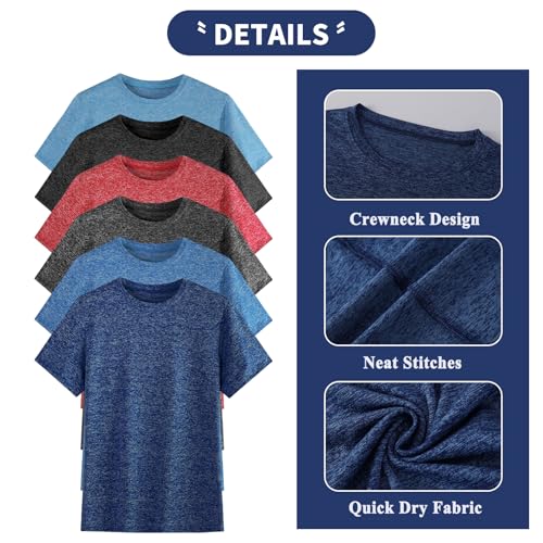 4 Pack Youth Boys Kids T Shirts Quick Dry Short Sleeve Moisture Wicking Tee Shirts Athletic Tops (Age 5-18Y)3