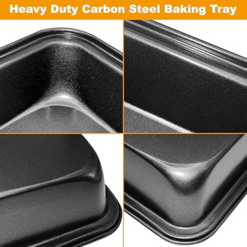 Abaigeal Set of 4 Baking Trays, Non Stick Oven Baking Tray, Rectangle Heavy Duty Carbon Steel Oven Tray, PFOA Free Roasting Tin Pans for Baking Food, Dishwasher Safe - Image 4