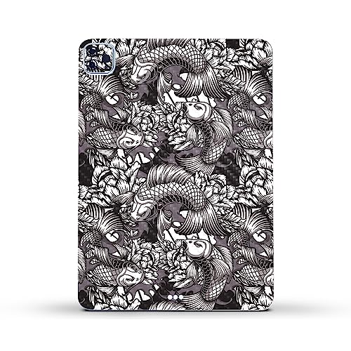 Image of MightySkins Carbon Fiber Skin Compatible with Apple iPad Pro 11 inch M2 4th Gen (2022) Full Wrap Kit - Angry Koi | Protective, Durable Textured Carbon Fiber Finish | Easy to Apply | Made in The USA