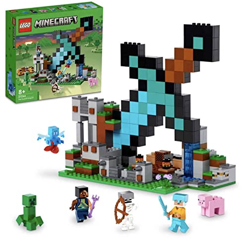 LEGO Minecraft La Fortificación-Espada Juguete de Construcción, Minifiguras de Creeper, Soldado, Guerrero y Esqueleto, Regalo para Niños y Niñas de 8 Años o Más, Decoración de Estantería 21244