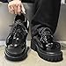 Gradient Patent Leather Platform Oxfords for Men’s Big Round Toe Chunky Heel Derby Shoes Casual Fashion Lace Up Business Dress Shoes for Formal Office (Patent Black,9)