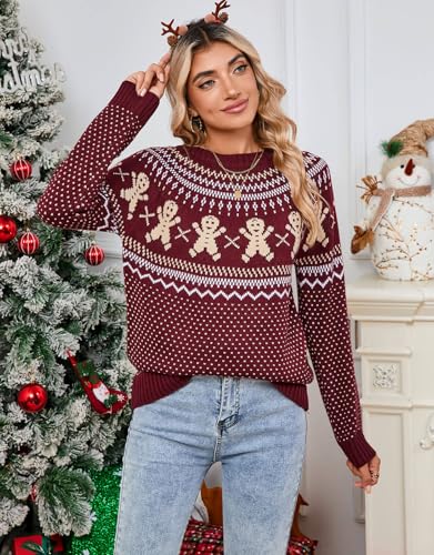 Image of Women's Vintage Fair Isle Pullover Sweater Lightweight Knit Tops
