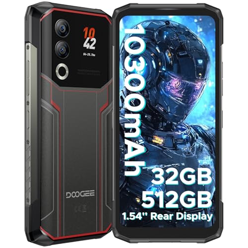DOOGEE Blade 20 Ultra Rugged Phone Unlocked,32GB+512GB,10300mAh Large Battery Rugged Smartphone with 1.54"IPS Rear Display,6.6"HD+90Hz Android 14,50MP+8MP,IP68/IP69K Waterproof Phones,Face I
