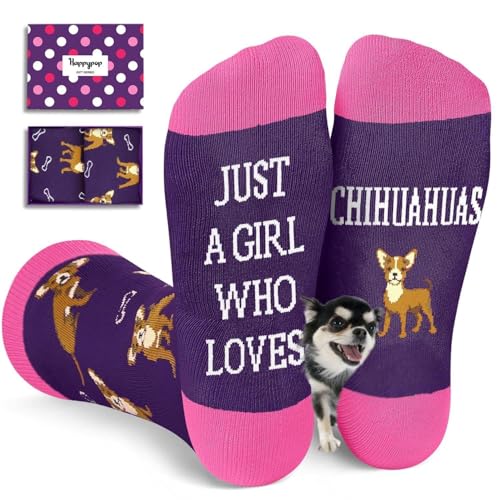 HAPPYPOP Chihuahua Socks for Women - Funny Chihuahua Lovers Gifts for Dog Mom, Dog Lover...