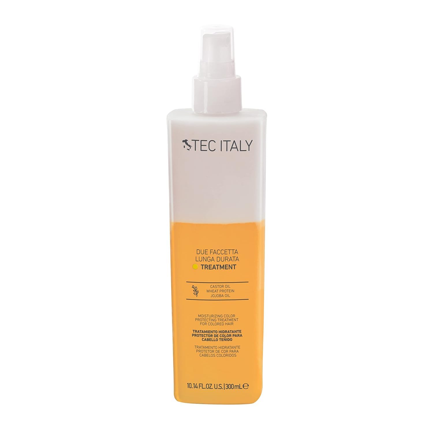 Tec Italy Due Faccetta Lunga Durata Leave In Two Phase Treatment for Color Treated Hair Spray with UV Protection Hydrates Detangles Prevents Fading Adds Shine Smoothness Daily Use 10.14 fl oz Size