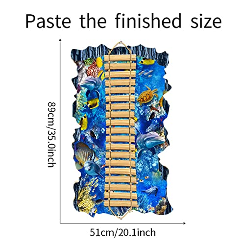 3D Under The Sea World Stickers Removable Love Ocean Dolphin Murals Underwater World Vivid Fish Sea Turtle Starfish Animals Art Floor Decal for Bathroom Living Room Bedroom Decor
