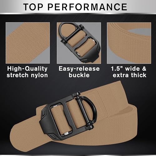 TECEUM Tactical Belt – Coyote B4 S – Heavy-Duty Military, Work, Hiking,Rigger, Utility, EDC Men’s Belts – Quick-Release – Nylon Web3