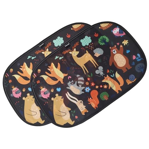 Image of Enovoe 2 Pack Animals Cartoon Car Window Sun Shades for Kids - 21"x14" - Baby Sun Shades - Glare & UV Rays Protection Car Window Shades for Your Child, Suitable for SUVs, Minivans & Full Size Cars
