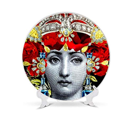 LWFYT Wall Decoration Art Plate Decorative Plate Wall Plate Flora Lina Front Plate Lina Cavalieri Hanging Plate Wall Decoration Decoration Plate-25_7-Inches(18.5Cm)