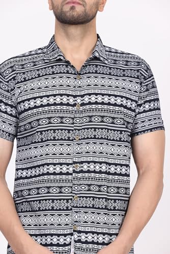 Image of CVC Fashion Men's Printed Button-Down Shirt - Aesthetic Regular Fit Half Sleeve Casual Shirt for Men, Ideal for Summer & Beach Wear