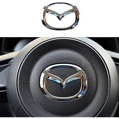 Compatible with Steering Wheel Cover Sticker Car Steering Wheel Emblem Logo Frame Trim Compatible with 3 6 CX-3 CX-5 CX-9 Interior Accessories (silver) Cover