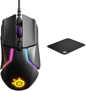 SteelSeries Rival 600 Gaming Mouse, 12,000 CPI TrueMove3+ Dual Optical Sensor, 0.5 Lift-off Distance, Weight System & QcK Gaming Surface - Medium Cloth - Optimized For Gaming Sensors