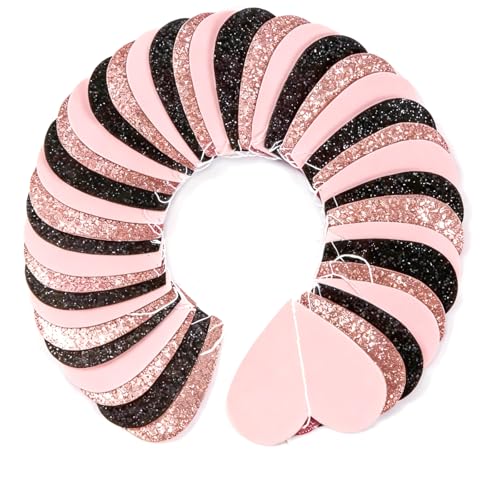 Image of Rose-Gold Pink and Black Birthday Decorations Streamers - 39FT Baby Girls Hanging Heart Garland Banner Christmas Wedding Engagement Bachelorette Bridal Shower Backdrop Graduation Decor