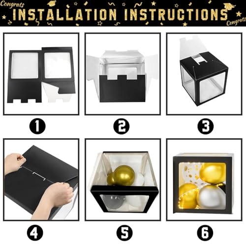 Image of Graduation Decorations Class of 2026 - Black and Gold Graduation Decorations - Balloons Boxes with Letters 2026 GRAD So Proud of You, Congrats Grad Party Decorations for Any Grades