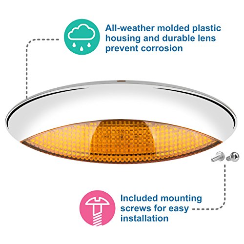 Lumitronics RV LED-Euro Style Porch Light, Amber Lens (Chrome)