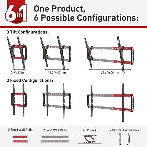 Support TV mural inclinable Barkan pour ecran 13 a 90 pouces VESA 600x400 - 2