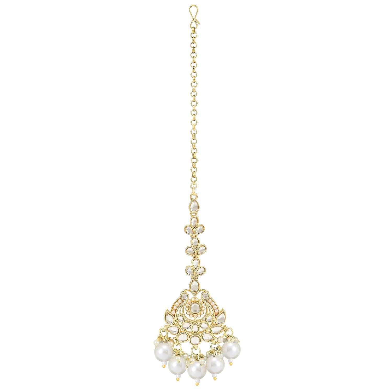 I Jewels Gold Plated Traditional Kundan & Pearl Maang Tikka For Women (T3020) (White) (B0CYLXSXKW) Amazon Price History, Amazon Price Tracker