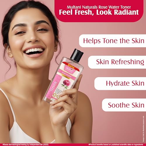 Image of Multani Naturals Rose Water Face Toner 270 ml (Pack of 2) | For Oily, Acne Prone, Dry Skin | Pore Tightening & Glowing Skin | Fades Blemishes, Brightens & Smoothens | Women & Men | SLS & PARABEN FREE