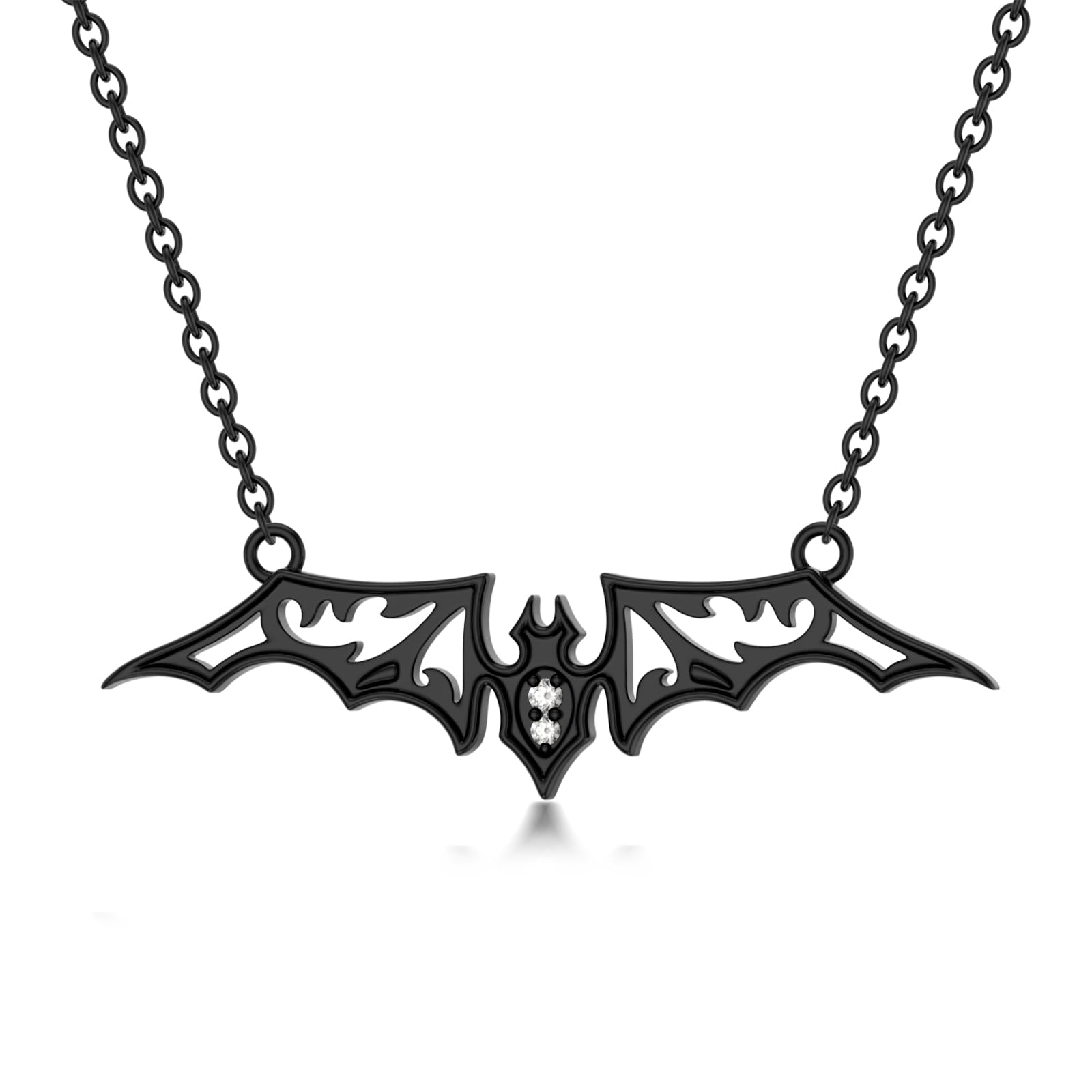 LWXIE Diamond Bat Necklace for Women 925 Sterling Silver Black Bat Pendant Necklace Dainty Jewelry Gifts for Women